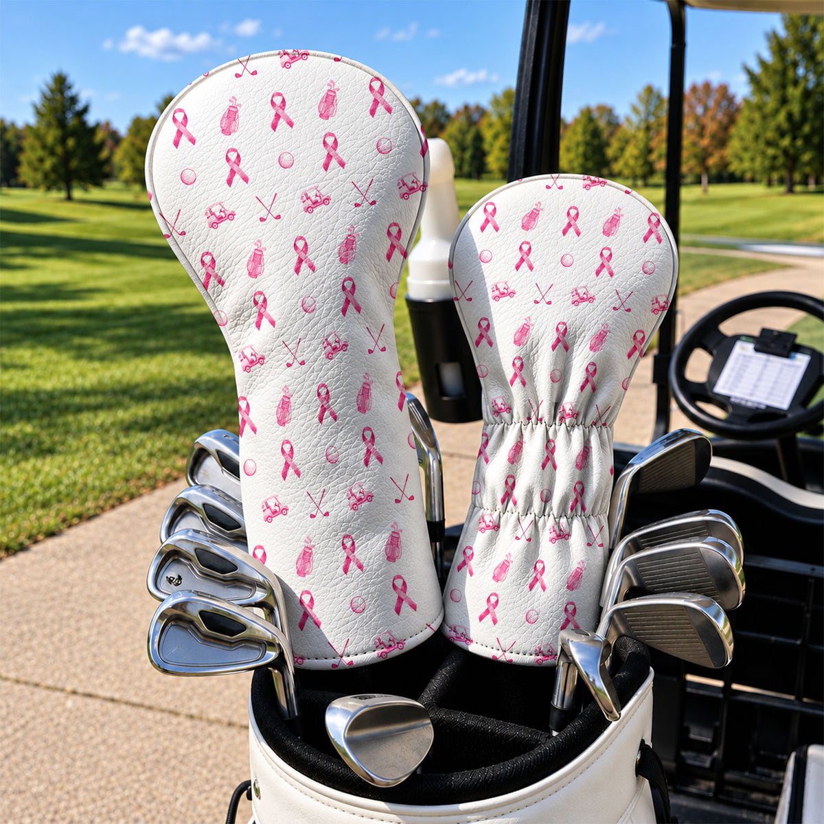 Pink Ribbon Breast Cancer Awareness Golf Head Cover, Ladies Golf Gift, Gift For Her