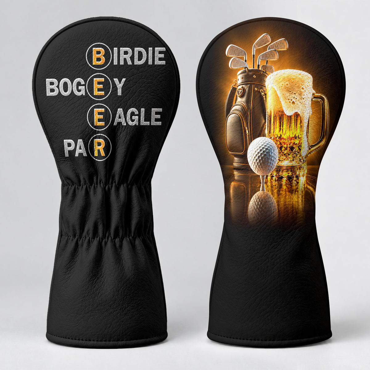 Birdie Bogey Eagle Par Golf And Beer Golf Head Cover, Golf And Beer Gift, Golf Gift