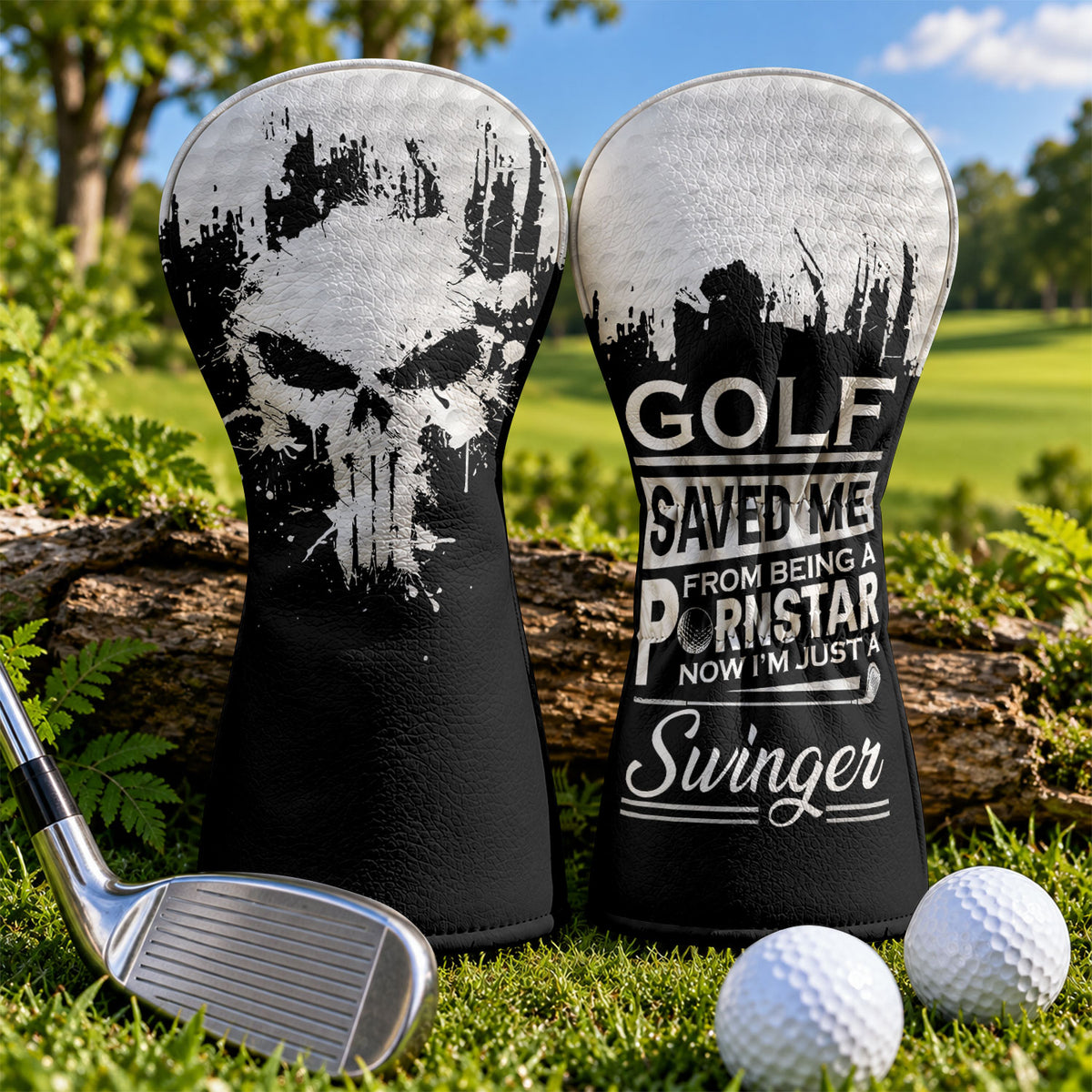 Golf Saved Me From Being A Porn Star Skull Headcover, Fun Golf Gift, Driver Headcover
