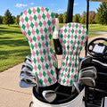 Green Pink Argyle Golf Head Cover, Golf Accessories For Women, Cute Golf Head Cover