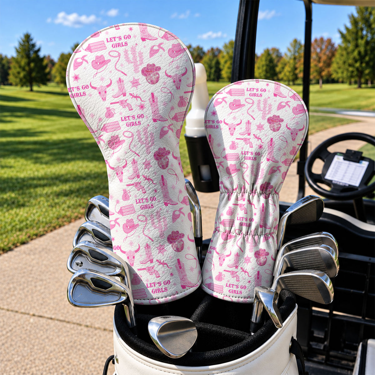 Let's Go Girls Pink Cowgirl Golf Head Cover, Golf Gifts For Women, Ladies Golf Gift