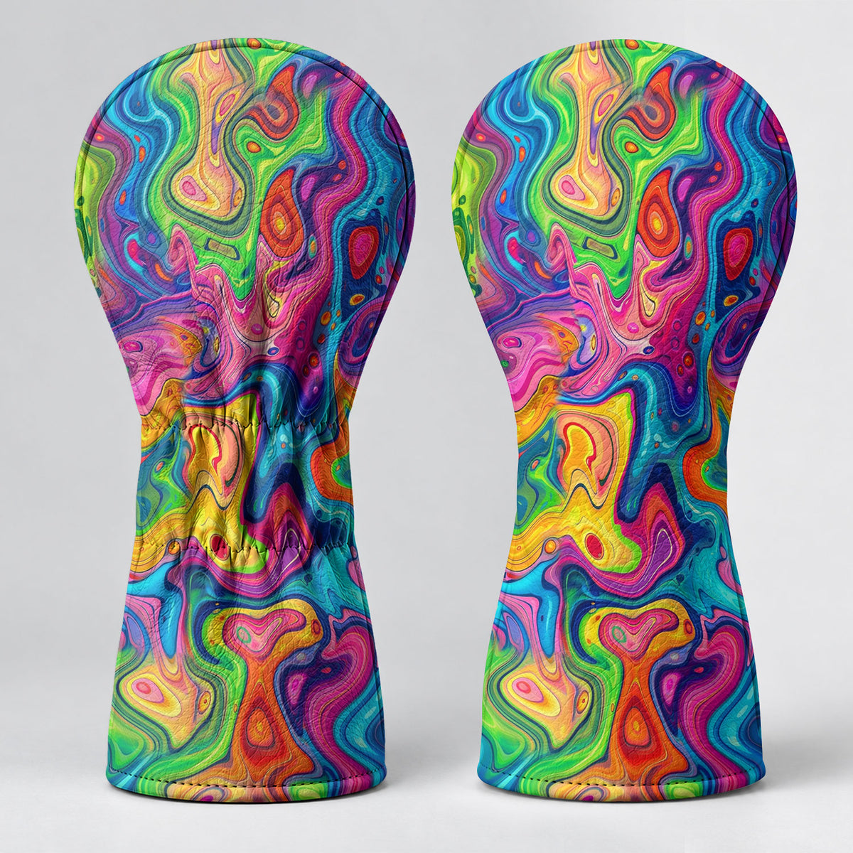 Liquid Marble Colorful Print Golf Head Cover, Golf Bag Accessories, Golf Gift For Men