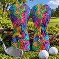 Liquid Marble Colorful Print Golf Head Cover, Golf Bag Accessories, Golf Gift For Men