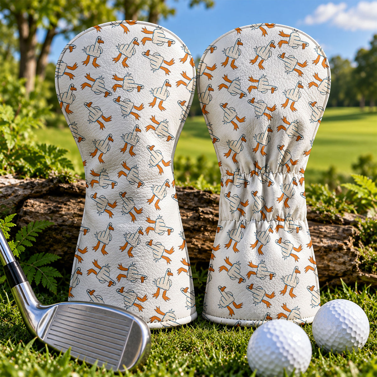 Middle Finger Duck Pattern Funny Golf Head Cover, Driver Headcover, Golf Club Covers