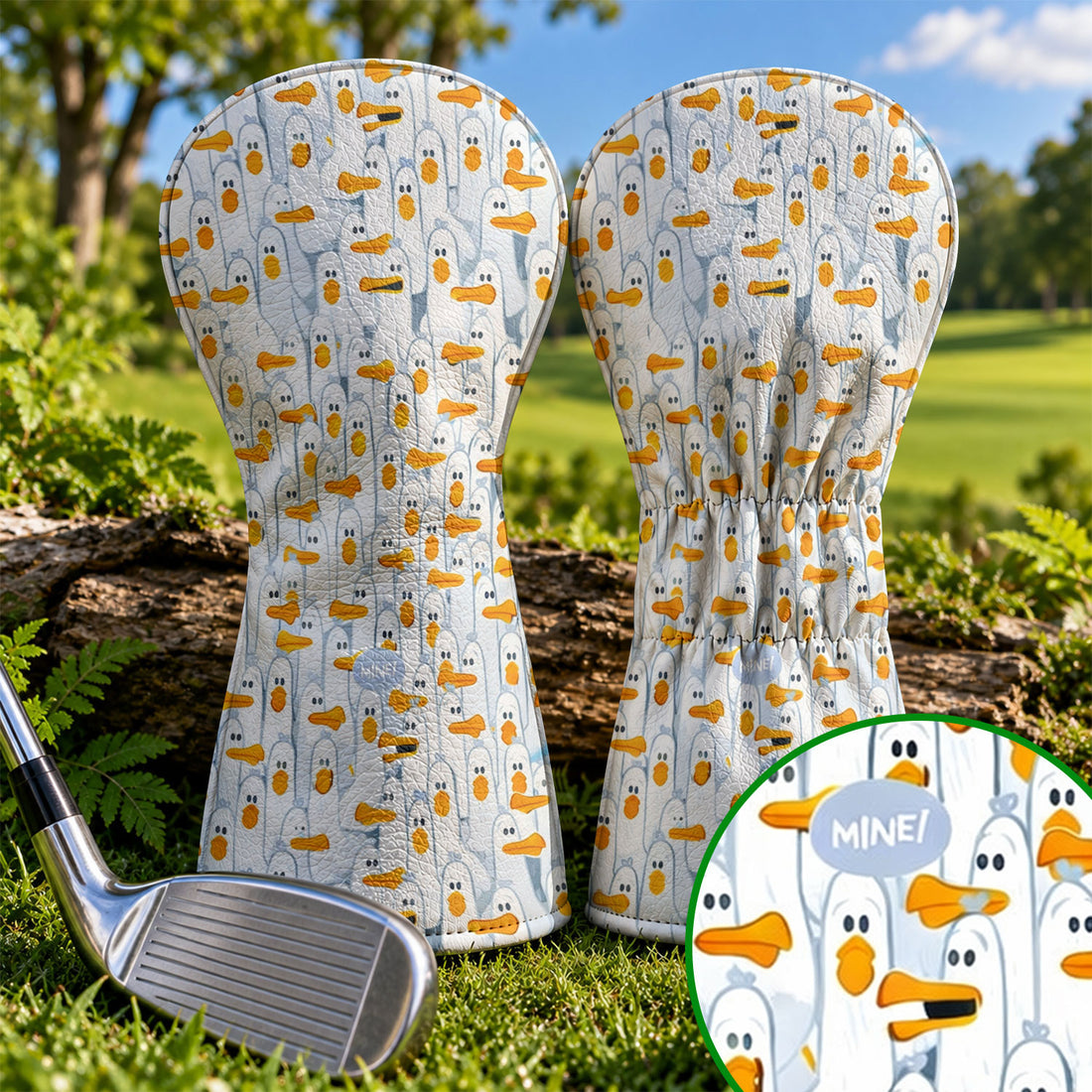 Mine Mine Mine Seagull Beach Pattern Golf Head Cover, Gift For Golfers, Fun Golf Gift