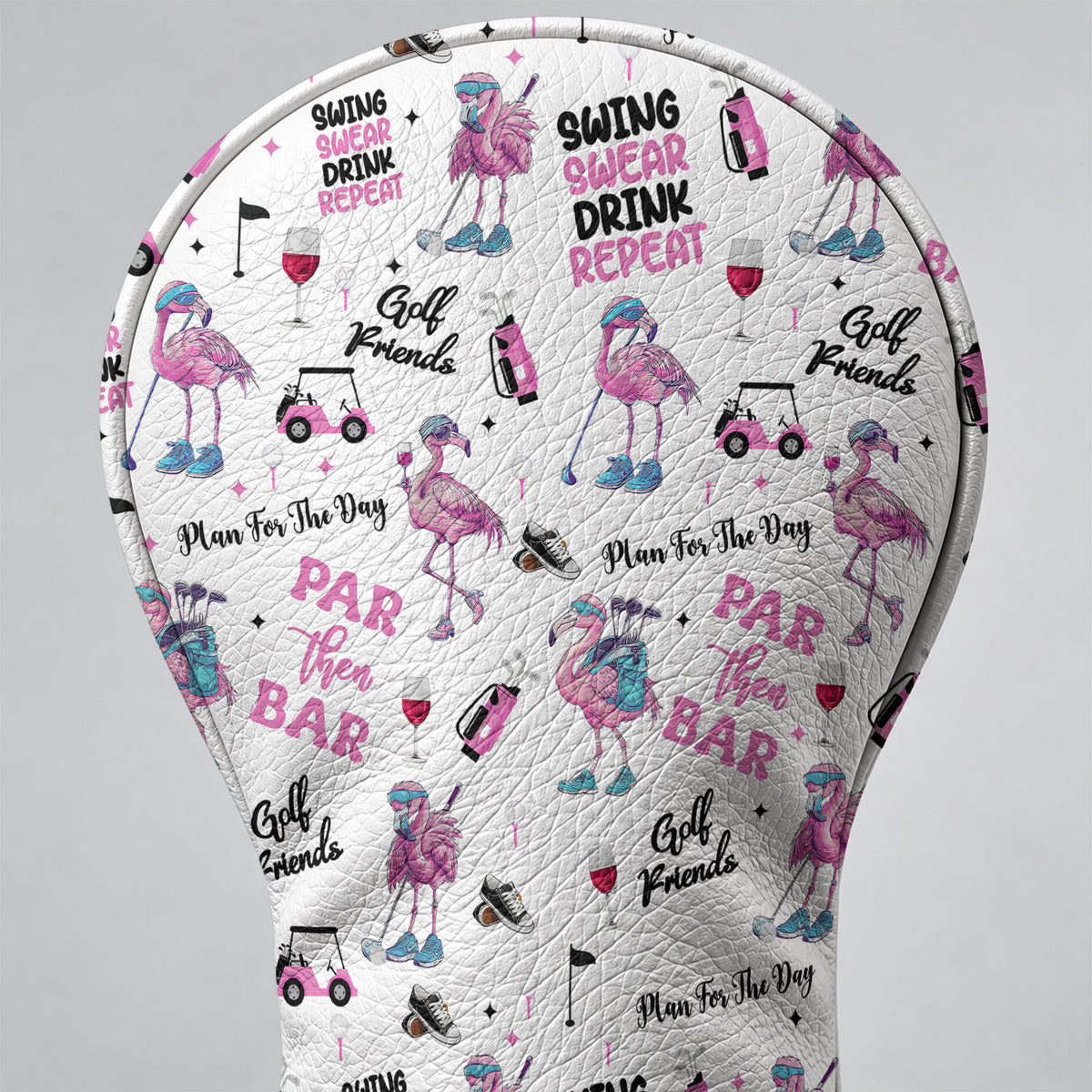 Par Then Bar Flamingo Funny Golf Head Cover, Golf Bag Accessories, Driver Head Cover