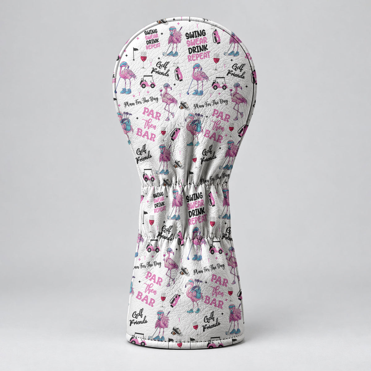 Par Then Bar Flamingo Funny Golf Head Cover, Golf Bag Accessories, Driver Head Cover