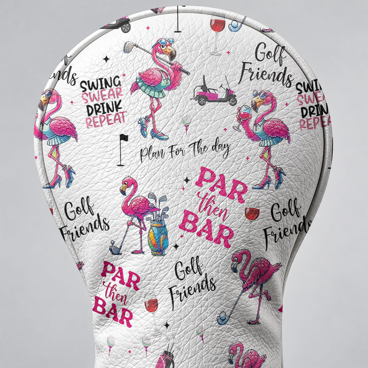 Par Then Bar Pink Flamingo Golf Headcover, Gift For Women Golfers, Ladies Golf Gift