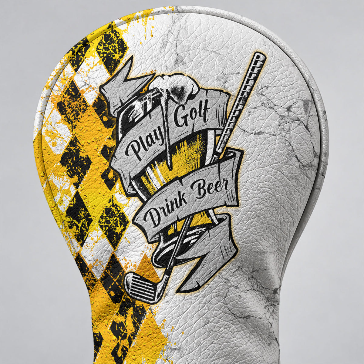 Golf And Beer That's Why I'm Here Argyle Headcover, Beer Lover Golf Gift, Golfer Gift
