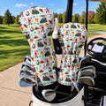 Santa Golf Cart Christmas Pattern Golf Head Cover, Christmas Golf Gift, Driver Cover