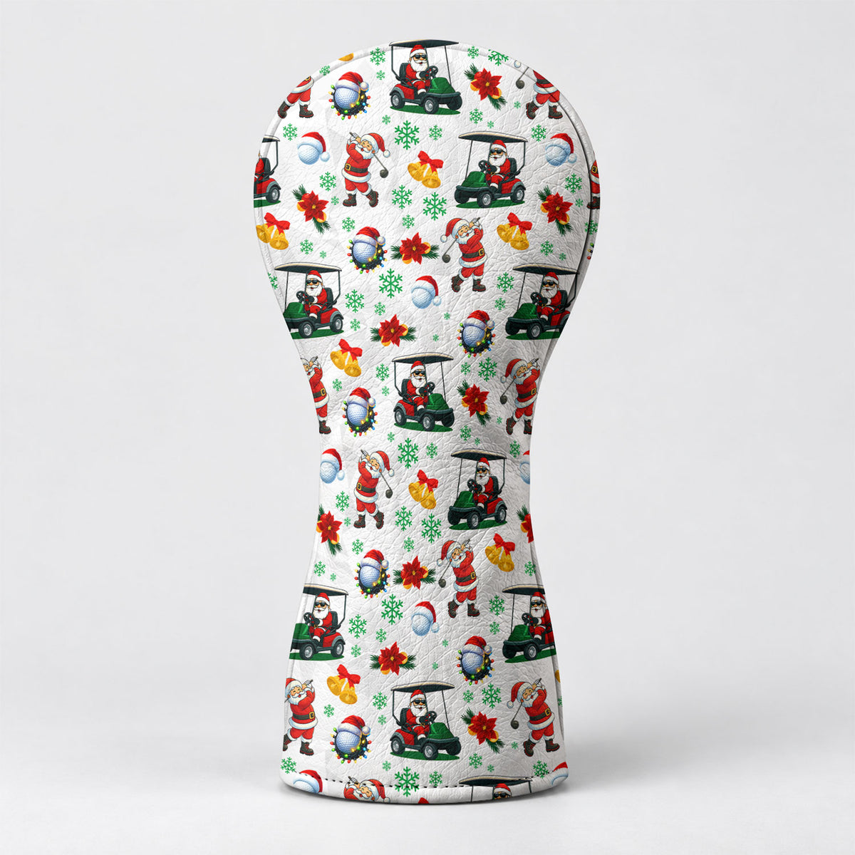 Santa Golf Cart Christmas Pattern Golf Head Cover, Christmas Golf Gift, Driver Cover