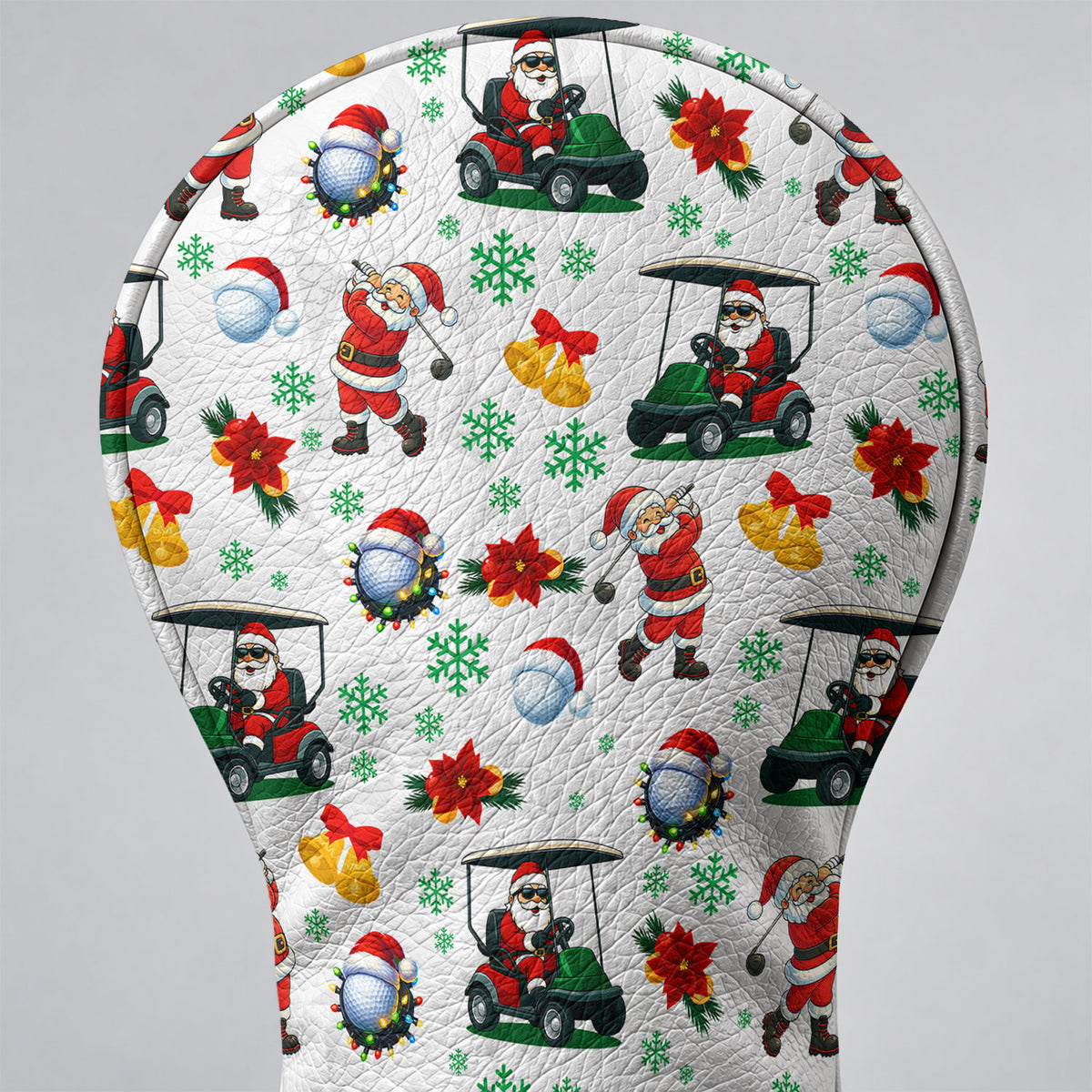Santa Golf Cart Christmas Pattern Golf Head Cover, Christmas Golf Gift, Driver Cover