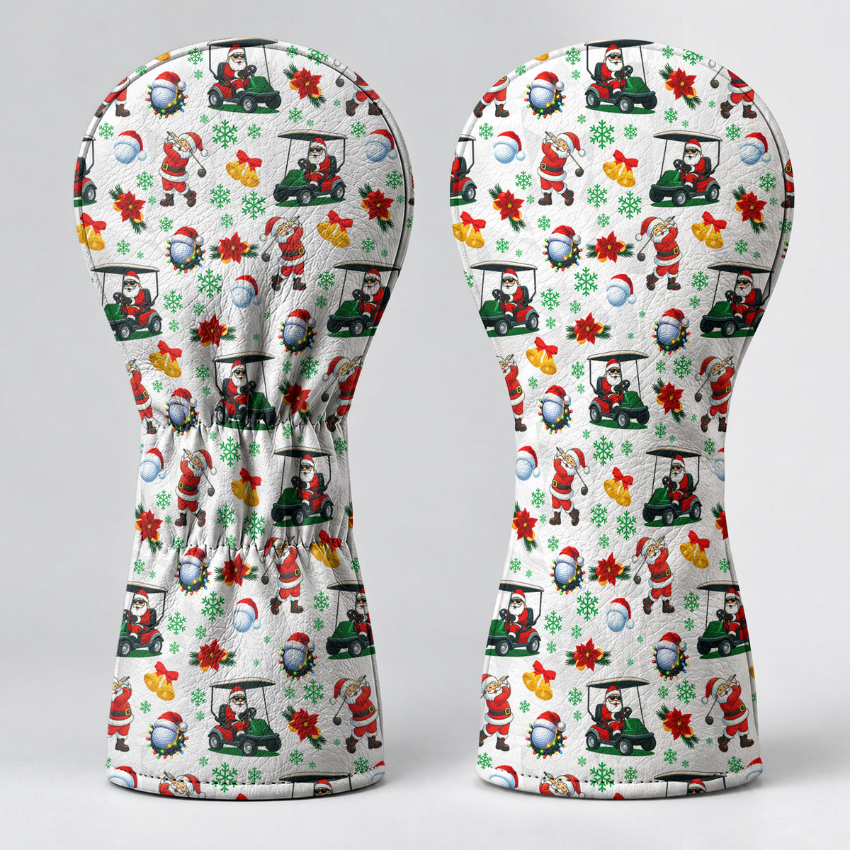 Santa Golf Cart Christmas Pattern Golf Head Cover, Christmas Golf Gift, Driver Cover
