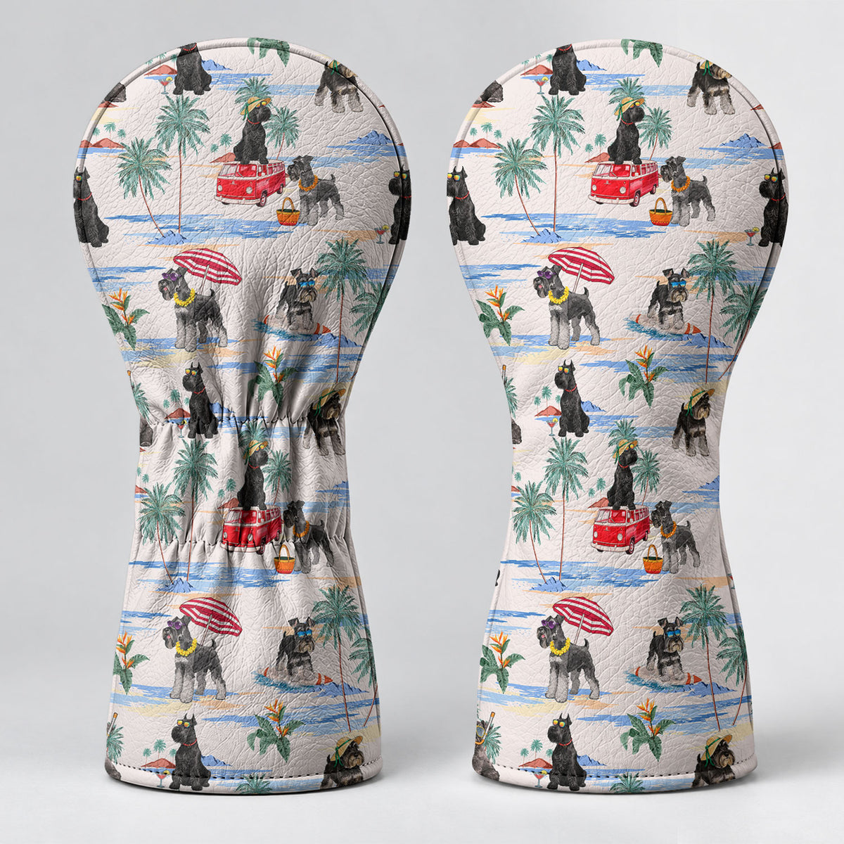 Schnauzer Beach Vacation Tropical Golf Head Cover, Golf Gift Ideas, Golf Gift For Men