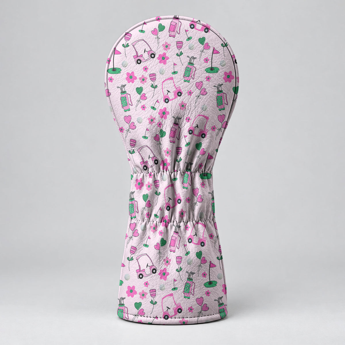 Pink Green Golf Cart Flowers Golf Head Cover, Gift For Her, Golf Headcovers For Women