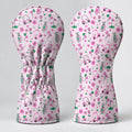 Pink Green Golf Cart Flowers Golf Head Cover, Gift For Her, Golf Headcovers For Women