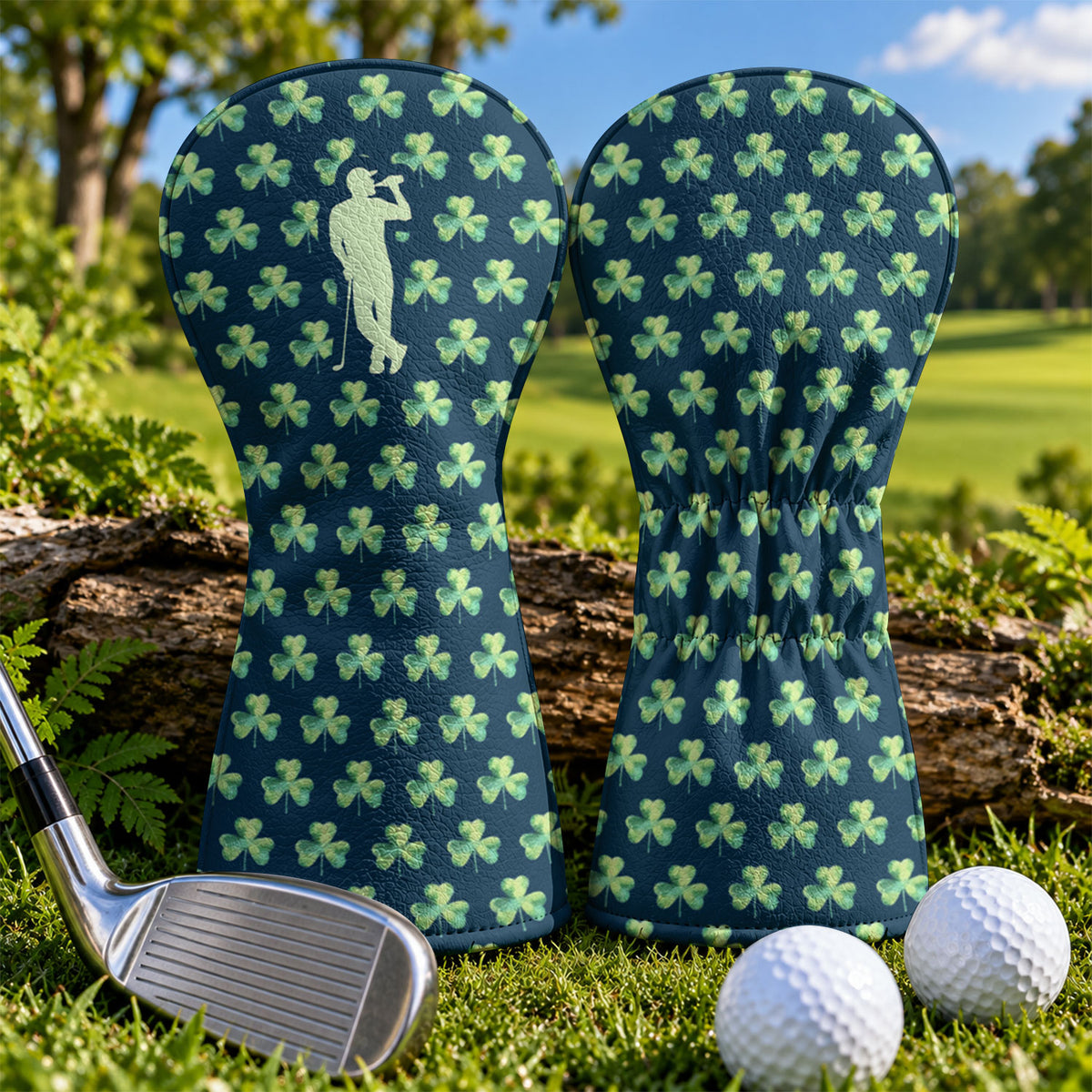 St Patrick's Day Shamrock Golfer Green Golf Headcover, Irish Golf Gift, Driver Cover