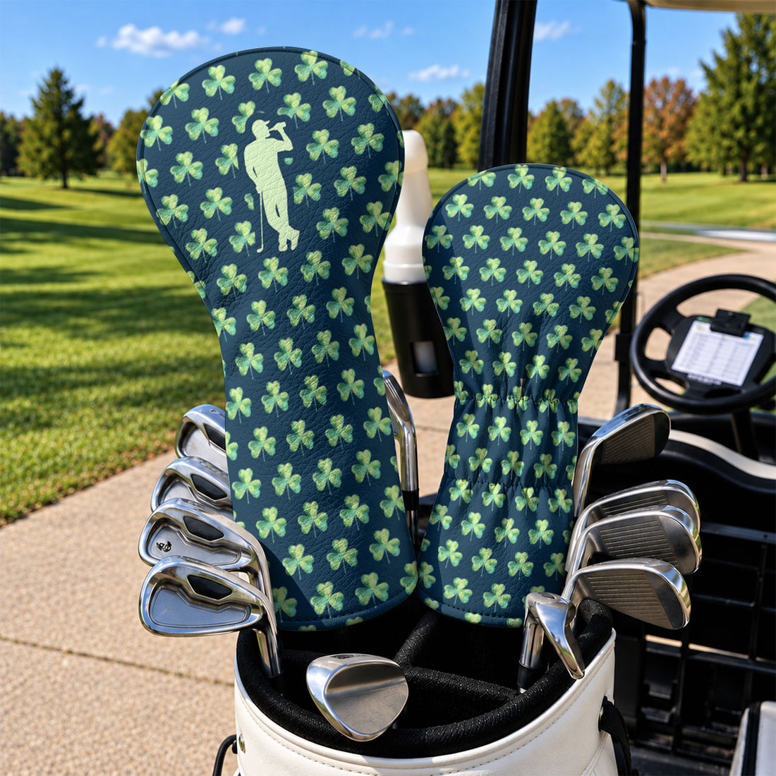 St Patrick's Day Shamrock Golfer Green Golf Headcover, Irish Golf Gift, Driver Cover