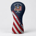 US Bald Eagle Distressed Flag Faith Cross Headcover, Patriotic Golf Gift, Golfer Gift