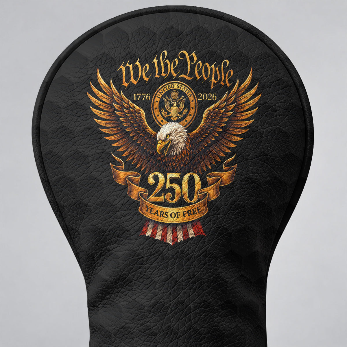 We The People 250 Years Black Gold Eagle Headcover, Patriotic Golf Gift, Driver Cover
