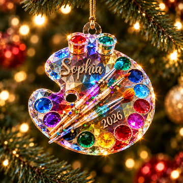 Custom Paint Palette Acrylic Ornament, Christmas Tree Decorations, Artist Gifts
