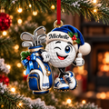 Custom Name Golf Ball Santa Hat Acrylic Ornament, Christmas Ornaments, Golfer Gifts