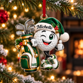Custom Name Golf Ball Santa Hat Acrylic Ornament, Christmas Ornaments, Golfer Gifts