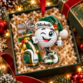 Custom Name Golf Ball Santa Hat Acrylic Ornament, Christmas Ornaments, Golfer Gifts