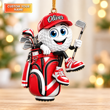 Custom Name Golf Ball In Golf Bag Acrylic Ornament, Christmas Gifts, Golf Lover Gifts