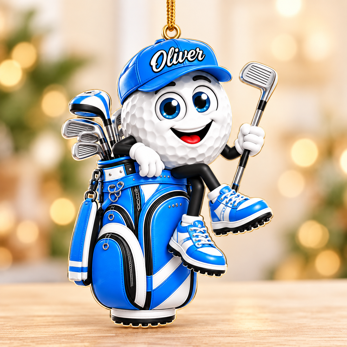 Custom Name Golf Ball In Golf Bag Acrylic Ornament, Christmas Gifts, Golf Lover Gifts