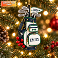 Custom Name Year Navy Golf Bag Acrylic Ornament, Christmas Gifts, Holiday Keepsake
