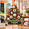 Custom Name Year Golf Ball Tree Acrylic Ornament, Christmas Tree Decor, Golf Gifts