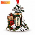 Custom Name Year Eat Sleep Golf Repeat Acrylic Ornament, Christmas Gifts, Golf Gifts