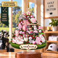 Custom Name Pink Golf Gear Tree Acrylic Ornament, Christmas Tree Decor, Golf Gifts
