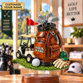 Custom Name Leather Golf Bag Cart Acrylic Ornament, Christmas Gifts, Holiday Keepsake