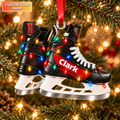 Custom Name Red Hockey Skates Acrylic Ornament, Christmas Gifts, Hockey Player Gifts