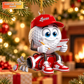 Custom Name Red Golf Scorecard Acrylic Ornament, Christmas Tree Decor, Golfer Gifts