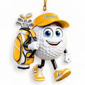 Custom Name Yellow Walking Golf Ball Acrylic Ornament, Christmas Gifts, Golfer Gifts