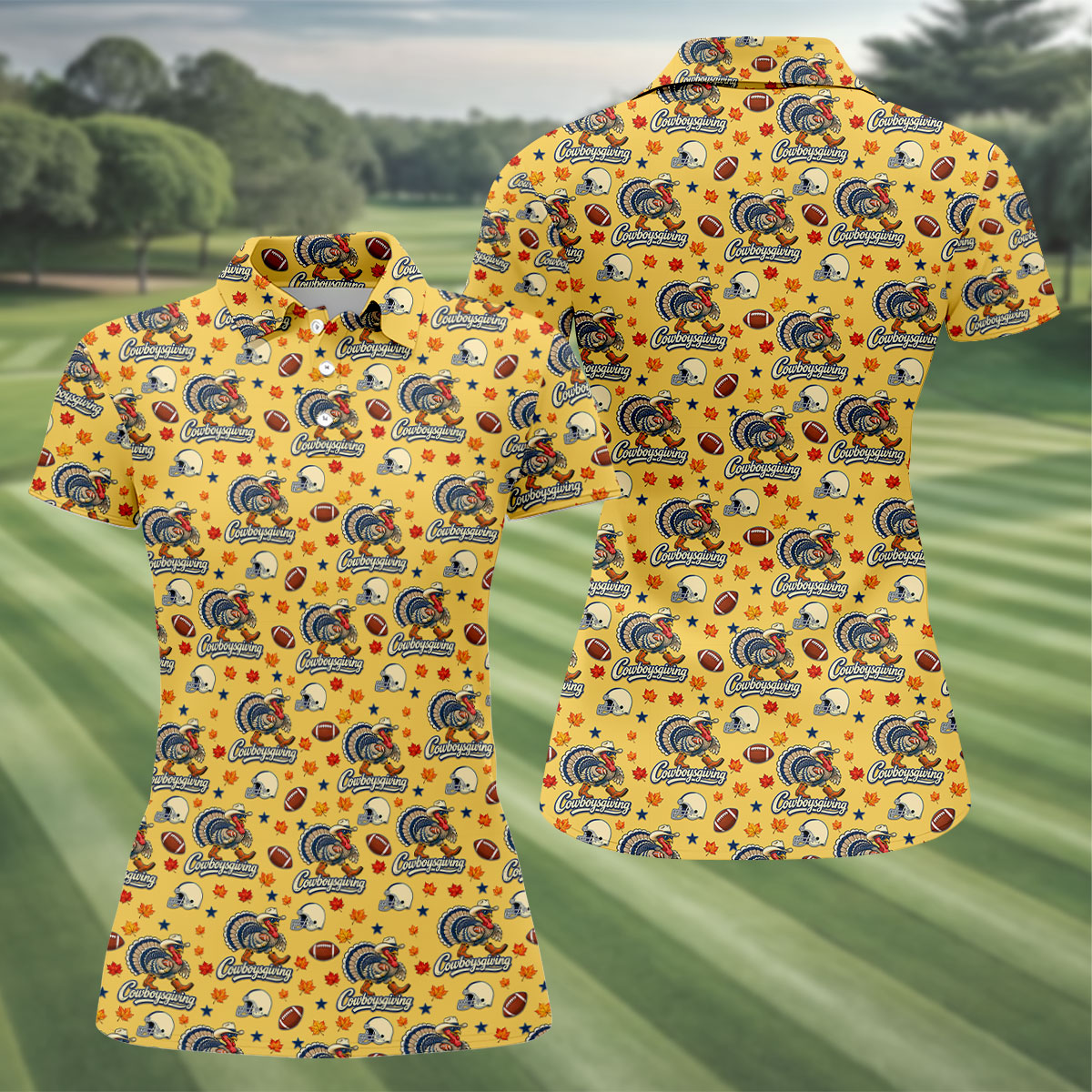 Cowboysgiving Thanksgiving Golf Shirt, Womens Golf Apparel, Golf Shirts For Women