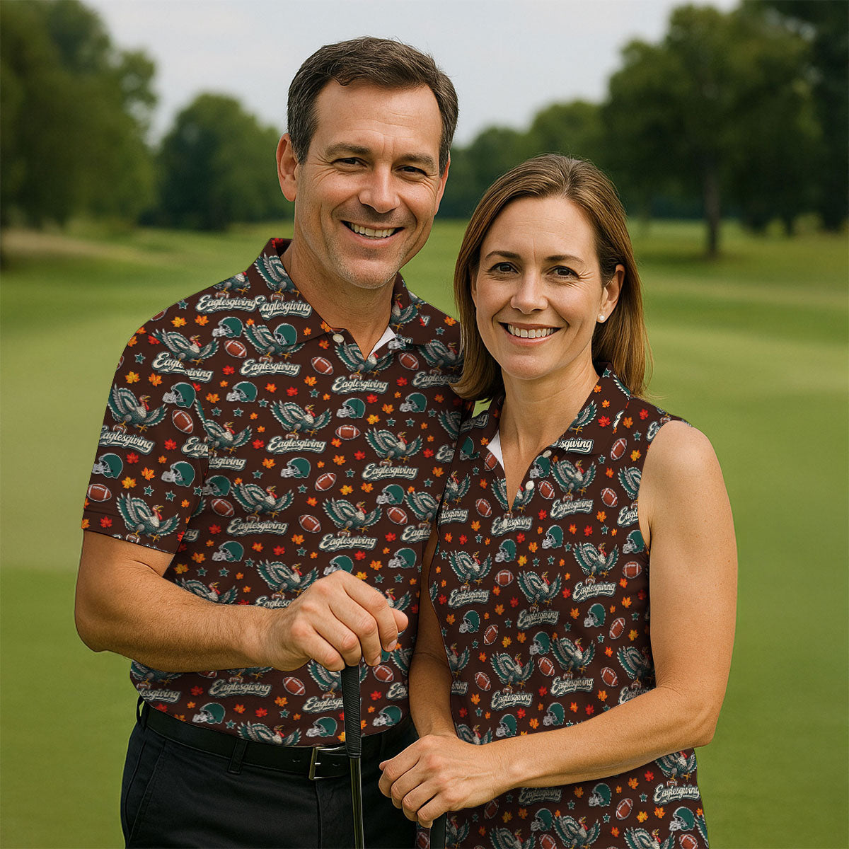 Eaglesgiving Thanksgiving Golf Shirt, Womens Golf Apparel, Golf Shirts For Women