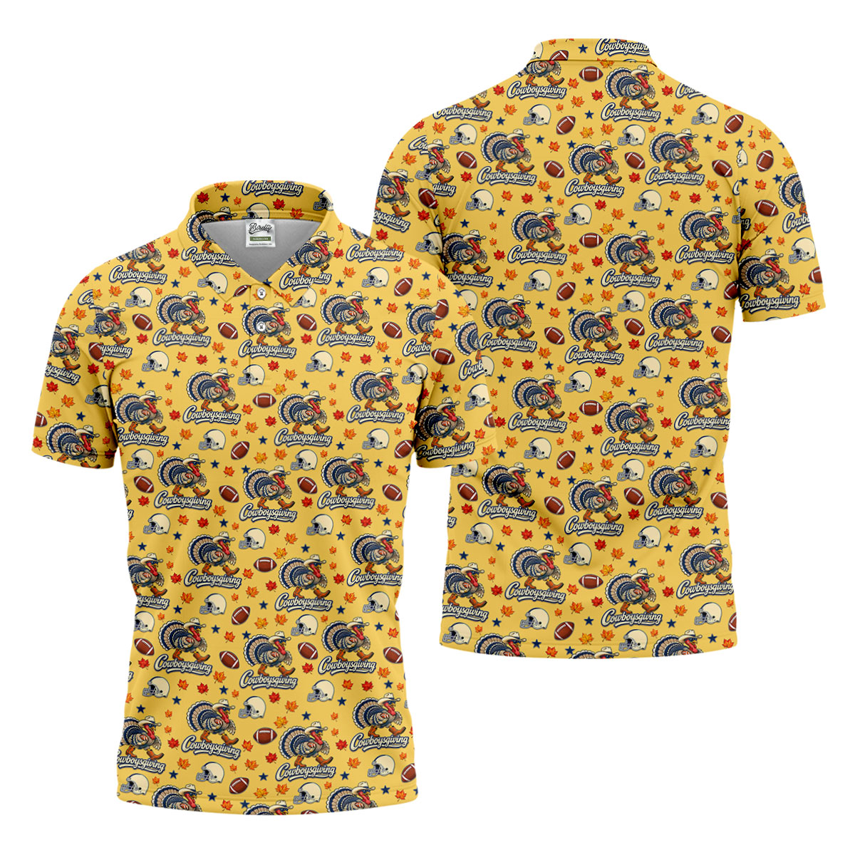 Cowboysgiving Thanksgiving Golf Shirt, Golf Shirts For Men, Mens Holiday Golf Shirts