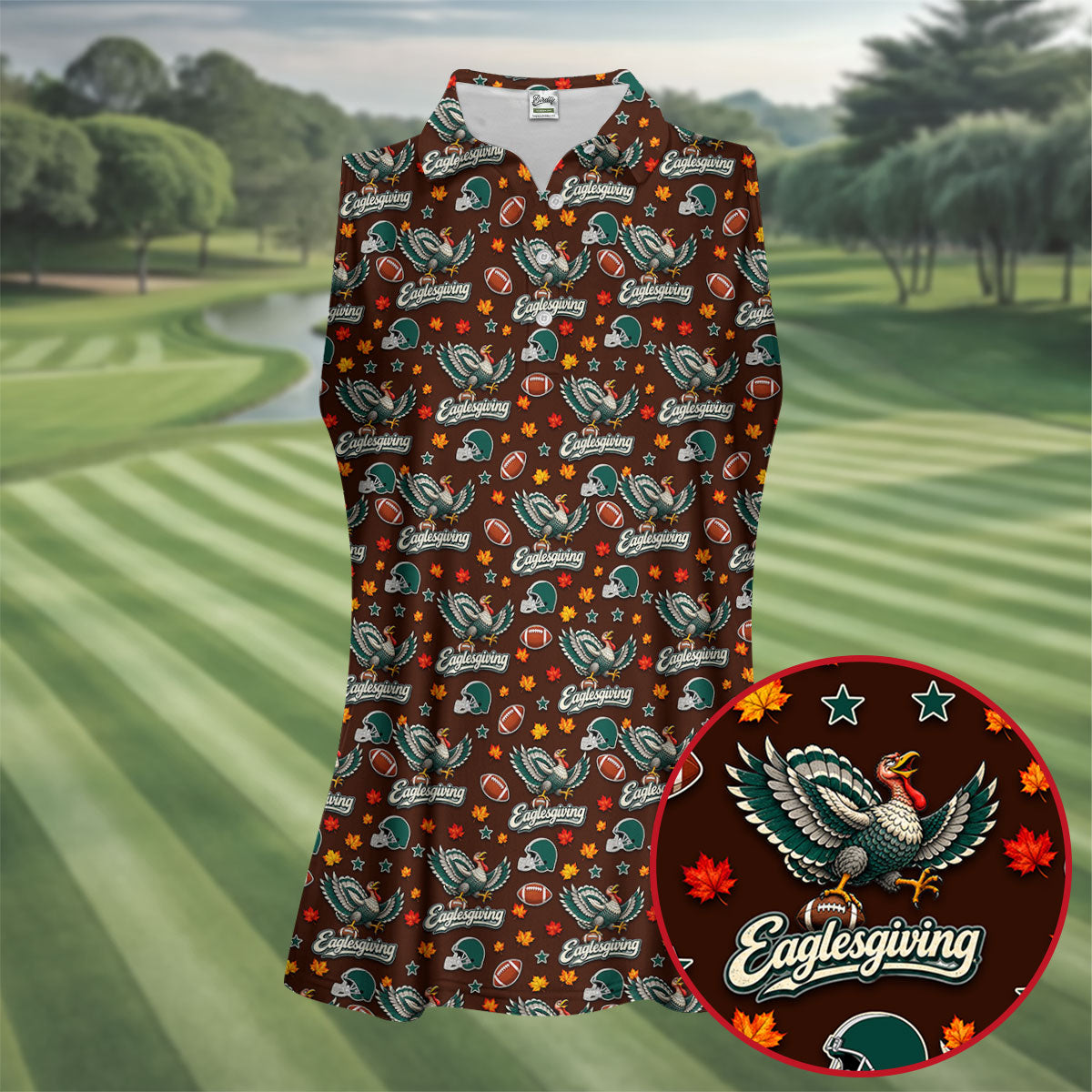 Eaglesgiving Thanksgiving Golf Shirt, Womens Golf Apparel, Golf Shirts For Women