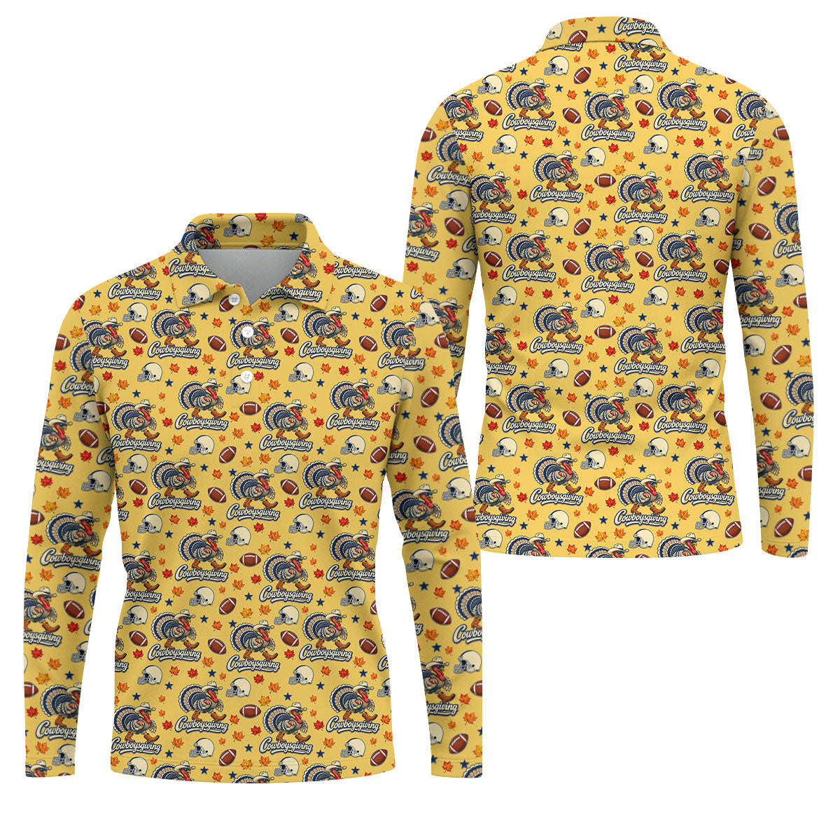 Cowboysgiving Thanksgiving Golf Shirt, Golf Shirts For Men, Mens Holiday Golf Shirts