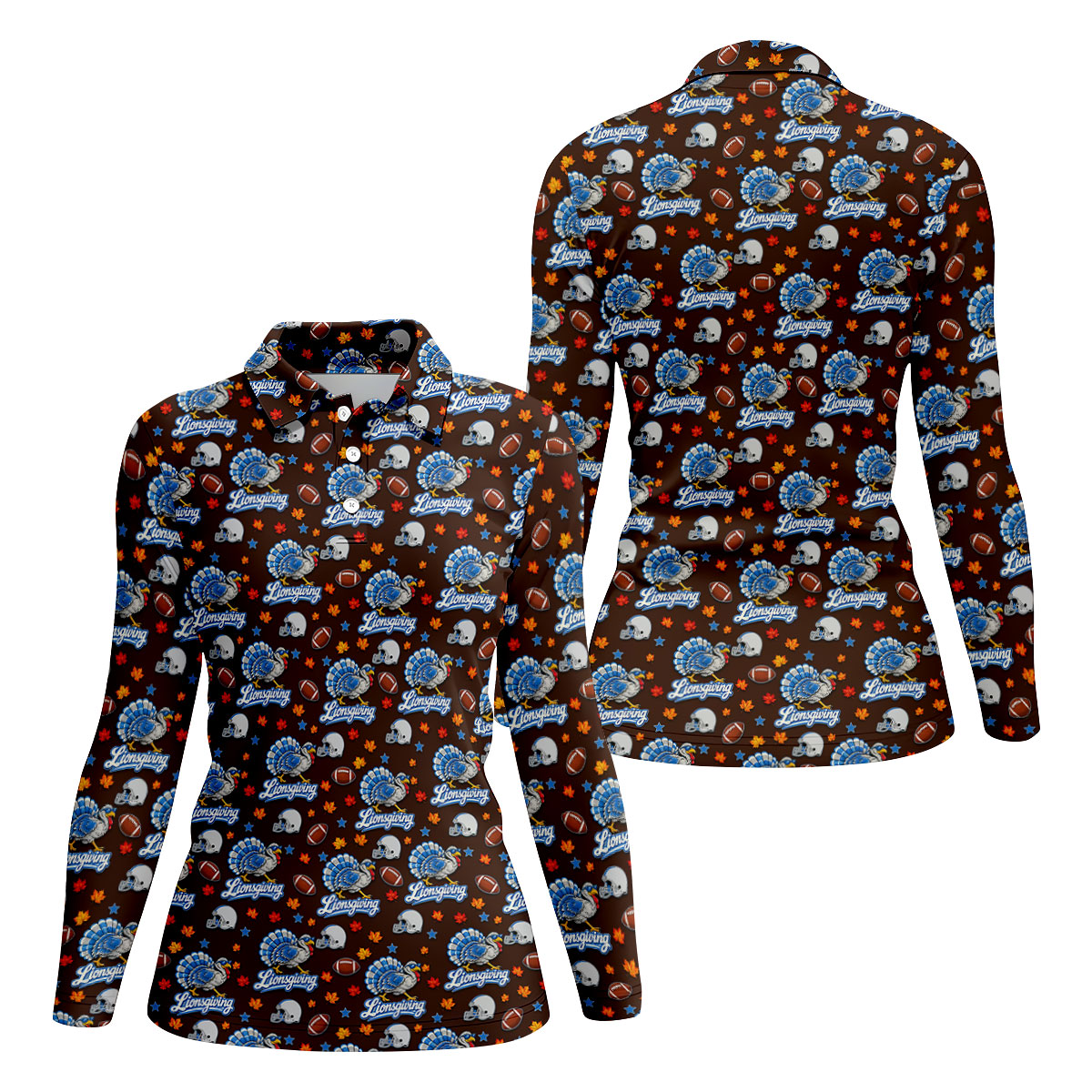Lionsgiving Thanksgiving Golf Shirt, Golf Shirts For Women, Womens Golf Clothing