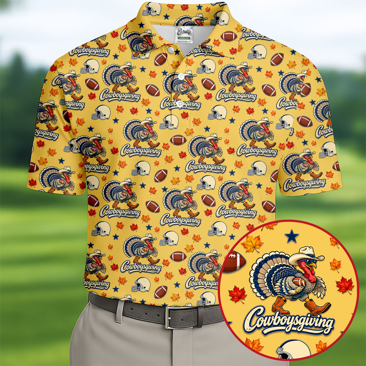 Cowboysgiving Thanksgiving Golf Shirt, Golf Shirts For Men, Mens Holiday Golf Shirts