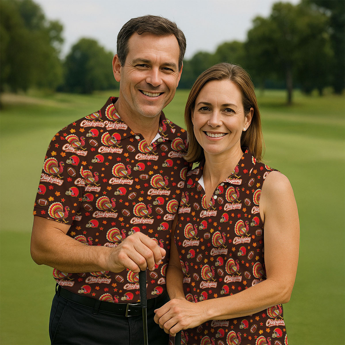 Chiefsgiving Thanksgiving Golf Shirt, Womens Golf Apparel, Golf Shirts For Women