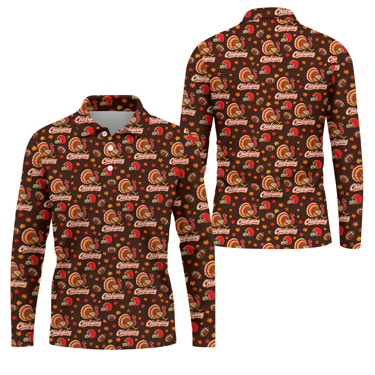 Chiefsgiving Thanksgiving Golf Shirt, Golf Shirts For Men, Funny Mens Golf Shirts