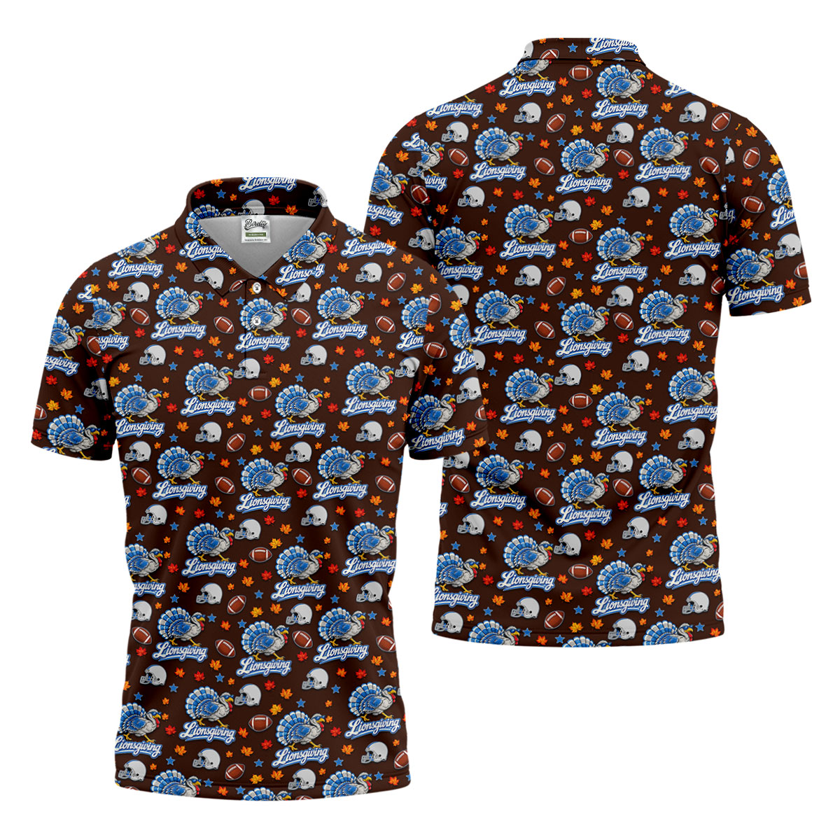 Lionsgiving Thanksgiving Golf Shirt, Golf Shirts For Men, Funny Mens Golf Shirts