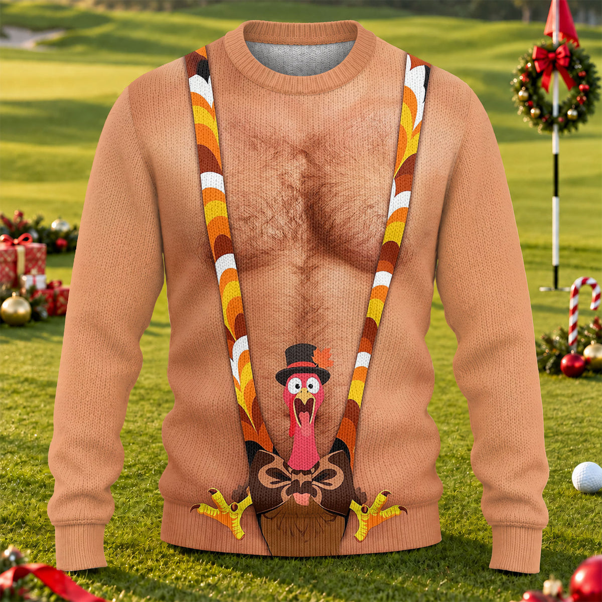 Funny Turkey Suspenders Ugly Christmas Sweater, Ugly Sweater Party, Golf Lover Gifts