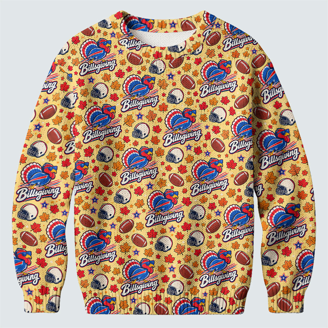 Yellow Football Leaves Ugly Christmas Sweater, Ugly Sweater Party, Funny Xmas Gift